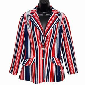 VTG 1960s 1970s COPLEY SQUARE POLYESTER BLAZER JACKET FUNKY STRIPE SZ M *READ
